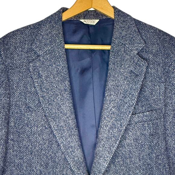 Vintage Hunt Valley Men’s Size 42R Wool Blazer Blue Tweed USA Made Work Preppy - Picture 2 of 6